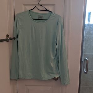 Light green long sleeve swim shirt with zipper
